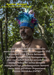  Apolos Sroyer, 49, chief of the Biak Customary Council, an assembly of clan chiefs, on the Indonesian island of Biak on June 15, 2021.  (Ulet Ifansasti/The New York Times)